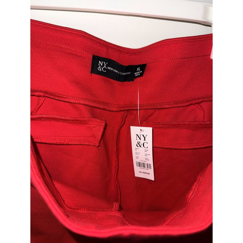 NWT New York & Company Red Orange Pull On Slim Leg Ponte Dress Pants XL - Picture 3 of 8
